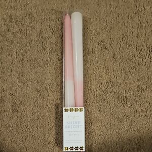 Love X June Pink and White Taper Candles Set